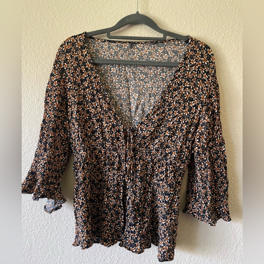 Primark Floral Print Button Top